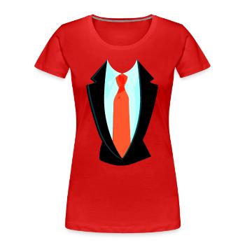 Fake Anzug Mit Krawatte Overall Kostüm - Frauen Premium Bio T-Shirt - Rot - Vorne - Mia (176cm)