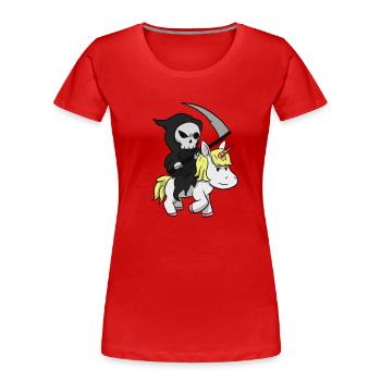Death Rides Unicorn - T-shirt bio Premium Femme - rouge - Devant - Mia (176cm)