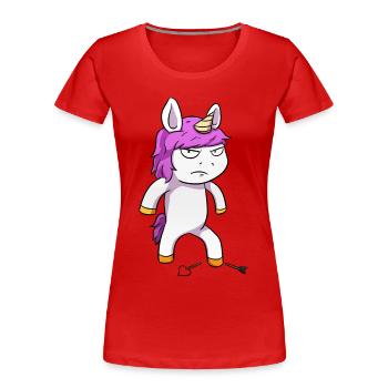 Licorne en colère Licorne en colère - T-shirt bio Premium Femme - rouge - Devant - Mia (176cm)