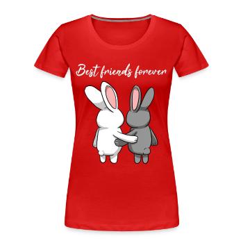 Best Friends Forever rabbit partner - Women's Premium Organic T-Shirt - red - Front - Mia (176cm)