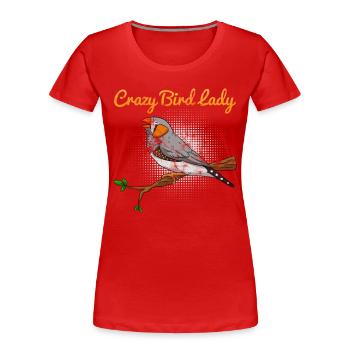 Zebra Finch disant Pinson drôle - T-shirt bio Premium Femme - rouge - Devant - Mia (176cm)