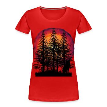 Loup de nature sauvage loups faune nature écologie soleil - T-shirt bio Premium Femme - rouge - Devant - Mia (176cm)