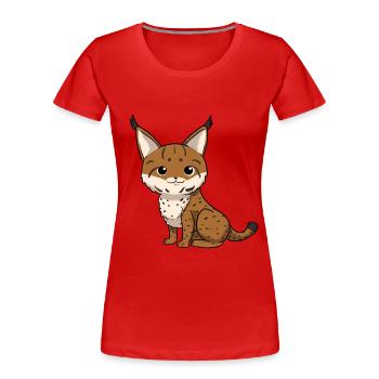 Luchs - Frauen Premium Bio T-Shirt - Rot - Vorne - Mia (176cm)