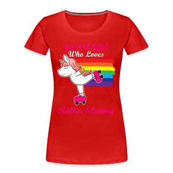 Roller - T-shirt bio Premium Femme - rouge - Devant - Mia (176cm)