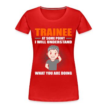 Poison stagiaire - T-shirt bio Premium Femme - rouge - Devant - Mia (176cm)