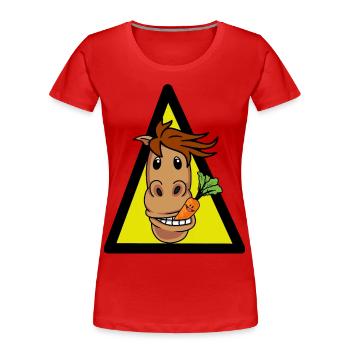 Pferd Pony Pferdenarren Reiter Pferdekopf Gaul - Frauen Premium Bio T-Shirt - Rot - Vorne - Mia (176cm)