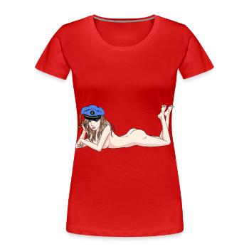 Maritime Kapten sexy girl seafaring ahoy - Women's Premium Organic T-Shirt - red - Front - Mia (176cm)