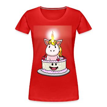 Gâteau Gâteau Bonbons Gâteau d’anniversaire Bougie - T-shirt bio Premium Femme - rouge - Devant - Mia (176cm)