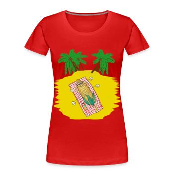 Vacanciers Touriste Paresseuse Paresse Loisirs Chaleur - T-shirt bio Premium Femme - rouge - Devant - Mia (176cm)