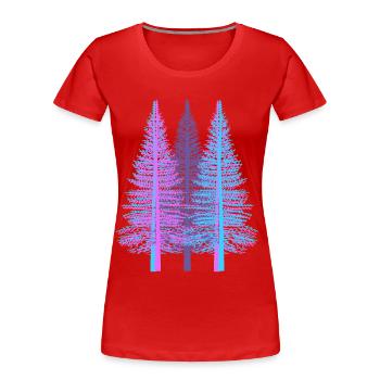 Trees Tree Fantasy Spruce Conifer Forest Fir - Women's Premium Organic T-Shirt - red - Front - Mia (176cm)