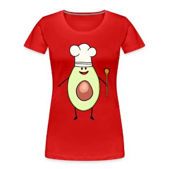 Avocado Koch Kochmütze Gourmet Vegetarisch - Frauen Premium Bio T-Shirt - Rot - Vorne - Mia (176cm)