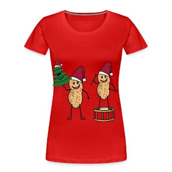 Santa Claus Peanut Christmas Tree Xmas Christmas - Women's Premium Organic T-Shirt - red - Front - Mia (176cm)