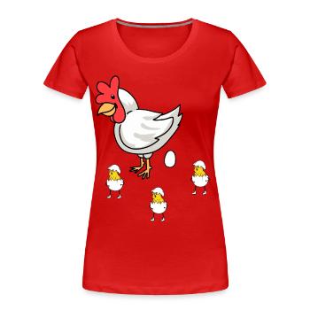 Geflügel Federvieh Huhn Henne Eier Ostern Kinder - Frauen Premium Bio T-Shirt - Rot - Vorne - Mia (176cm)