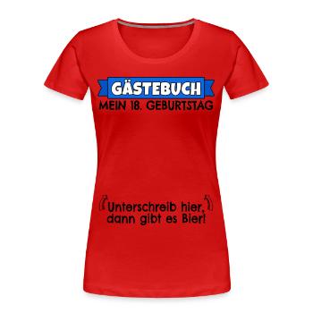 18. Geburtstag Gästebuch 18 Jahre alt Geschenk - Frauen Premium Bio T-Shirt - Rot - Vorne - Mia (176cm)