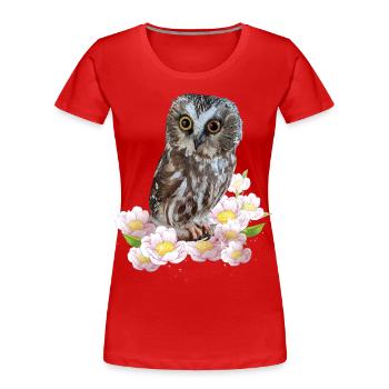 Hibou du Nord - T-shirt bio Premium Femme - rouge - Devant - Mia (176cm)