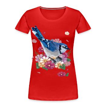 Chara bleu - T-shirt bio Premium Femme - rouge - Devant - Mia (176cm)