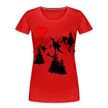 Warm Alps Mountains Alm Greetings Tyrol Mountains Nature - Women's Premium Organic T-Shirt - red - Front - Mia (176cm)