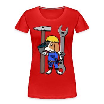 Baustelle Handwerker Hund Werkzeug Schutzhelm Job - Frauen Premium Bio T-Shirt - Rot - Vorne - Mia (176cm)