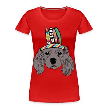 Dog Head Native American Children Dog Dogs - Women's Premium Organic T-Shirt - red - Front - Mia (176cm)