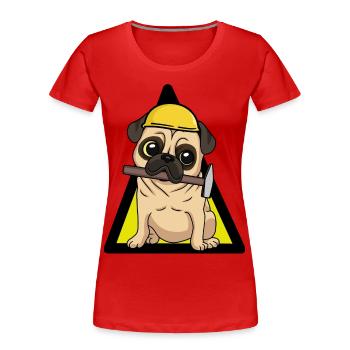 Baustelle Hund Bauherr Handwerk Gewerbe Handwerker - Frauen Premium Bio T-Shirt - Rot - Vorne - Mia (176cm)