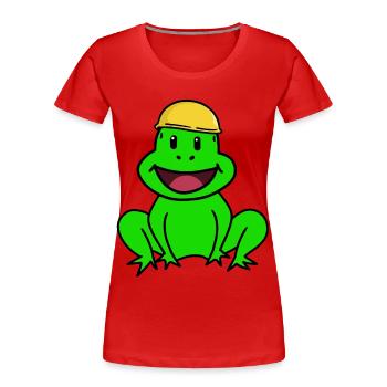 Handwerker Baustellen Frosch Schutzhelm Chef Kröte - Frauen Premium Bio T-Shirt - Rot - Vorne - Mia (176cm)