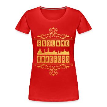Bradford Angleterre UK City Skyline Ornement en or - T-shirt bio Premium Femme - rouge - Devant - Mia (176cm)