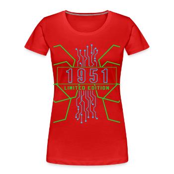 Anniversaire 1951 Gaming Limited Edition Gamer - T-shirt bio Premium Femme - rouge - Devant - Mia (176cm)