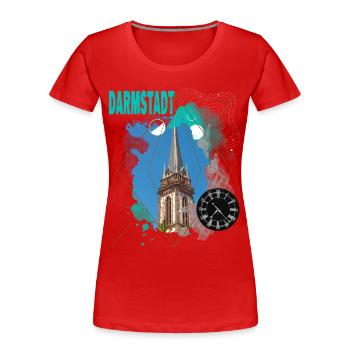 Darmstadt Germany City Skyline Vintage Retro - Women's Premium Organic T-Shirt - red - Front - Mia (176cm)
