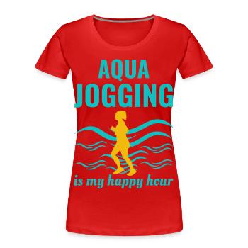 Deep Water Aqua jogging Pool Running Fitness - T-shirt bio Premium Femme - rouge - Devant - Mia (176cm)