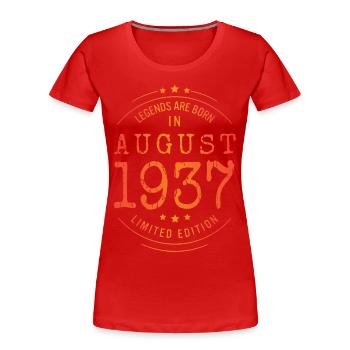 Birthday August 1937 Limited Edition Vintage - Women's Premium Organic T-Shirt - red - Front - Mia (176cm)