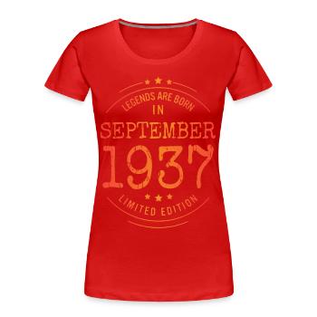 Birthday September 1937 Limited Edition Vintage - Women's Premium Organic T-Shirt - red - Front - Mia (176cm)