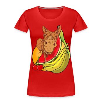 Ongulés d’âne Mulie mule fruits d’été fruits - T-shirt bio Premium Femme - rouge - Devant - Mia (176cm)