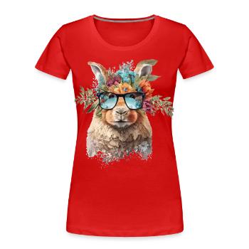 Lustiges Kaninchen - Frauen Premium Bio T-Shirt - Rot - Vorne - Mia (176cm)