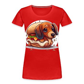 Wiener Dog - Women's Premium Organic T-Shirt - red - Front - Mia (176cm)