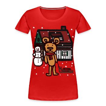 Teddy Snowfall Noël cadeau traîneau Kid - T-shirt bio Premium Femme - rouge - Devant - Mia (176cm)
