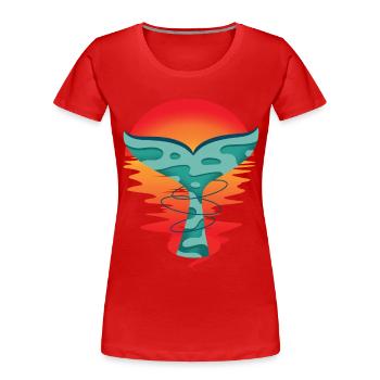 Ozean Sonnenuntergang Fisch Gruß Hai Flosse Ahoi - Frauen Premium Bio T-Shirt - Rot - Vorne - Mia (176cm)