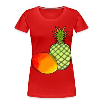 Mango Obst Früchte Ananas Vegetarisch Speise - Frauen Premium Bio T-Shirt - Rot - Vorne - Mia (176cm)