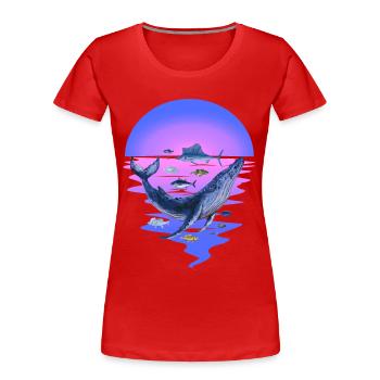 animaux marins, mammifères marins, poisson, poisson, océan, aileron - T-shirt bio Premium Femme - rouge - Devant - Mia (176cm)