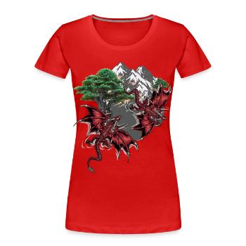 Figurine de Dragon Fantaisie Personnage de conte de fées magique de conte de fées - T-shirt bio Premium Femme - rouge - Devant - Mia (176cm)