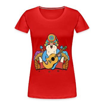 Hippie Wichtel Zwerg Pilze Musik Musiker Gitarre - Frauen Premium Bio T-Shirt - Rot - Vorne - Mia (176cm)