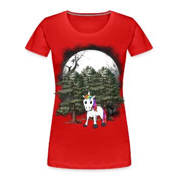 Einhorn Waldbewohner Fabel Fabeltiere Wald Natur - Frauen Premium Bio T-Shirt - Rot - Vorne - Mia (176cm)