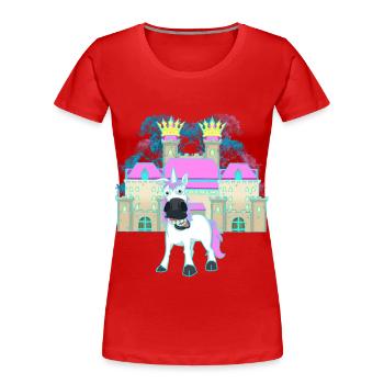 Château Roi Fable Licorne Conte De Fées Personnage Enfant Château - T-shirt bio Premium Femme - rouge - Devant - Mia (176cm)
