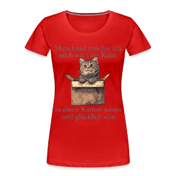 Katze im Karton Katzenmama und Katzenfan - Frauen Premium Bio T-Shirt - Rot - Vorne - Mia (176cm)