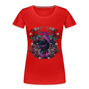 Rétro Vintage cerf cerf des années 80 Woodland animaux - T-shirt bio Premium Femme - rouge - Devant - Mia (176cm)
