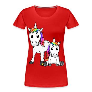 Licorne Licornes Créatures Mythiques Créatures Mythiques Enfant - T-shirt bio Premium Femme - rouge - Devant - Mia (176cm)