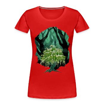 Wald Natur Botanik Flora - Frauen Premium Bio T-Shirt - Rot - Vorne - Mia (176cm)