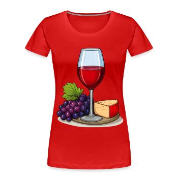 Rotwein mit Käse - Frauen Premium Bio T-Shirt - Rot - Vorne - Mia (176cm)