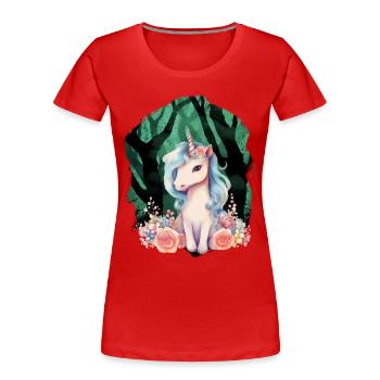 Licorne Licornes Créatures mythiques Animaux mythiques Enfant - T-shirt bio Premium Femme - rouge - Devant - Mia (176cm)