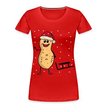 Weihnachten Erdnuss Schlitten Schneefall Nikolaus - Frauen Premium Bio T-Shirt - Rot - Vorne - Mia (176cm)