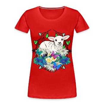 Ostern Lamm Lämmer Osterfest Kinder Kind Schaf - Frauen Premium Bio T-Shirt - Rot - Vorne - Mia (176cm)